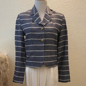 Timo Weiland Cropped Linen Jacket with Front Button Closure and Pockets - Sz M